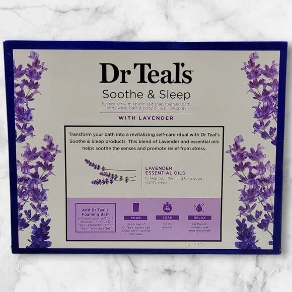 Dr Teals Everyday Wellness Set Soothe & Sleep Lavender 5 Pc Epsom Salt Bath Body - Picture 3 of 3